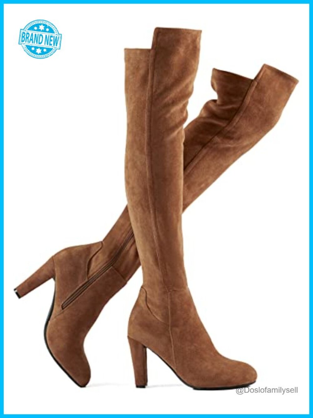 Faux Suede Chunky Heel Over The Knee Thigh High Boots
